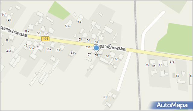 Panki, Częstochowska, 58, mapa Panki