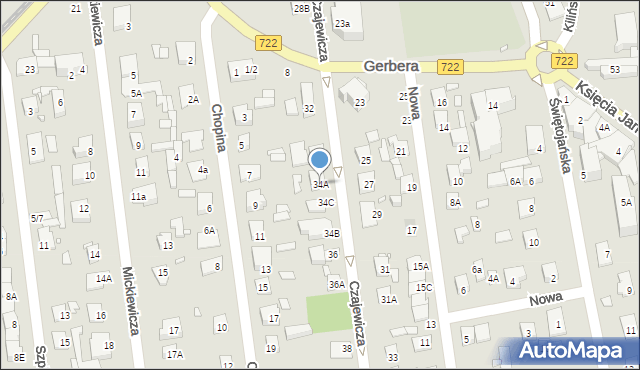 Piaseczno, Czajewicza, 34A, mapa Piaseczno