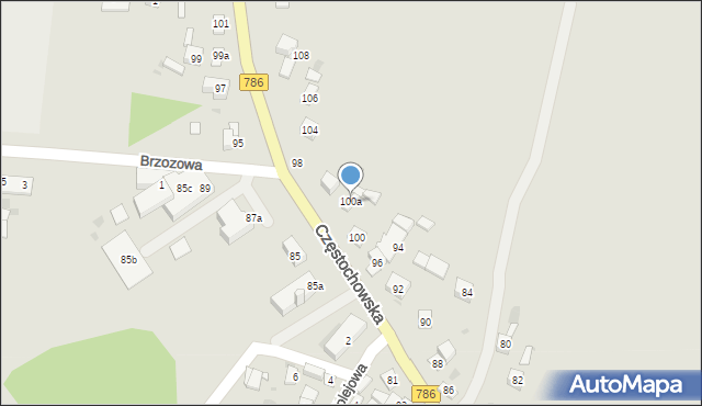 Piekoszów, Częstochowska, 100a, mapa Piekoszów