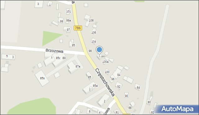 Piekoszów, Częstochowska, 102, mapa Piekoszów