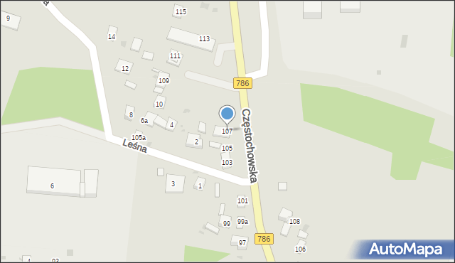 Piekoszów, Częstochowska, 107, mapa Piekoszów