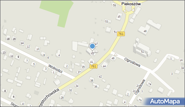 Piekoszów, Częstochowska, 43, mapa Piekoszów