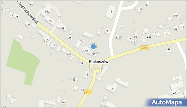Piekoszów, Częstochowska, 56, mapa Piekoszów