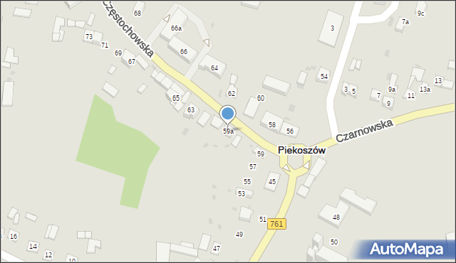 Piekoszów, Częstochowska, 59a, mapa Piekoszów