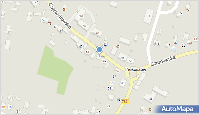 Piekoszów, Częstochowska, 61, mapa Piekoszów