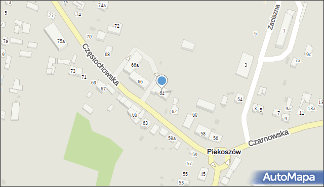 Piekoszów, Częstochowska, 64, mapa Piekoszów