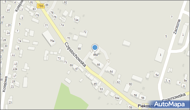 Piekoszów, Częstochowska, 66a, mapa Piekoszów