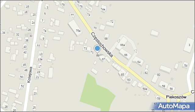 Piekoszów, Częstochowska, 69, mapa Piekoszów