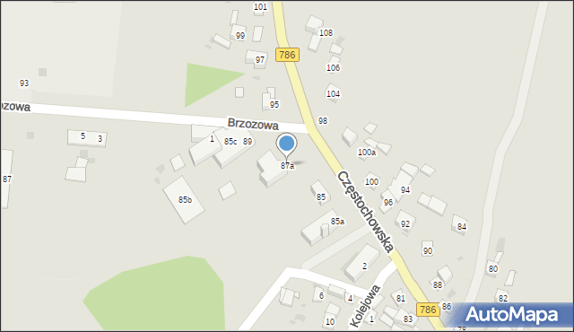 Piekoszów, Częstochowska, 87a, mapa Piekoszów