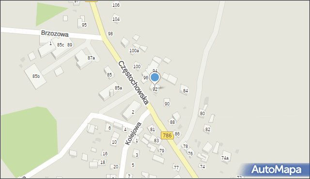 Piekoszów, Częstochowska, 92, mapa Piekoszów