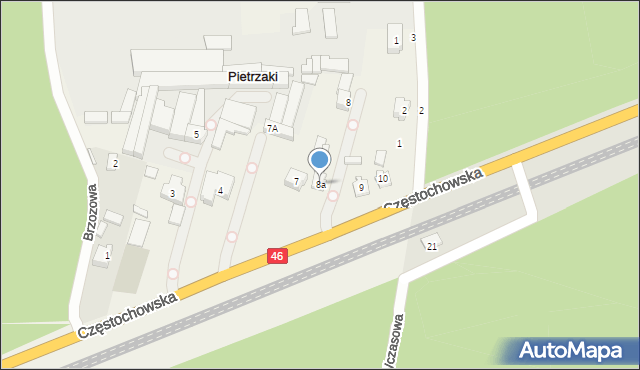Pietrzaki, Częstochowska, 8a, mapa Pietrzaki