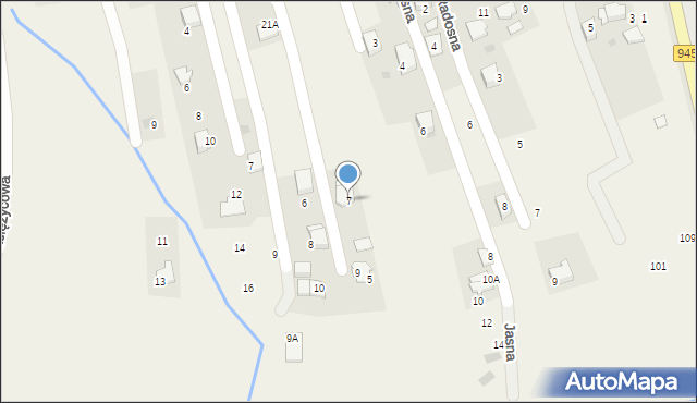 Pietrzykowice, Czysta, 7, mapa Pietrzykowice