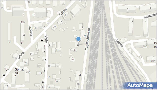 Piotrków Trybunalski, Częstochowska, 12, mapa Piotrków Trybunalski