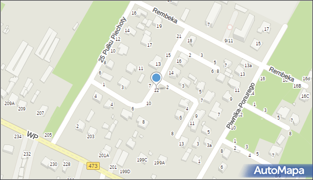 Piotrków Trybunalski, Czyżewskiego-Juliana Ludwika, gen., 12, mapa Piotrków Trybunalski