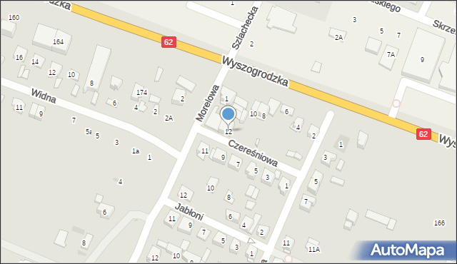 Płock, Czereśniowa, 12, mapa Płock