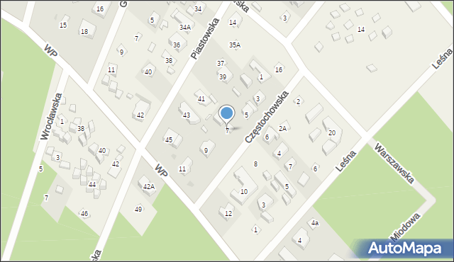 Pobierowo, Częstochowska, 7, mapa Pobierowo