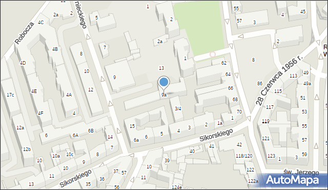 Poznań, Czarnieckiego Stefana, hetm., 9a, mapa Poznania