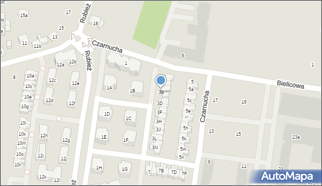 Poznań, Czarnucha, 3B, mapa Poznania