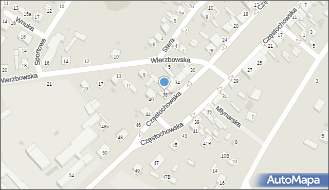 Przedbórz, Częstochowska, 38, mapa Przedbórz