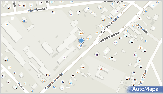 Przedbórz, Częstochowska, 52, mapa Przedbórz