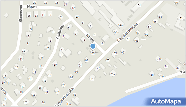 Przedbórz, Częstochowska, 60, mapa Przedbórz