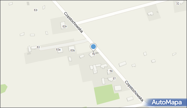 Przybynów, Częstochowska, 61, mapa Przybynów