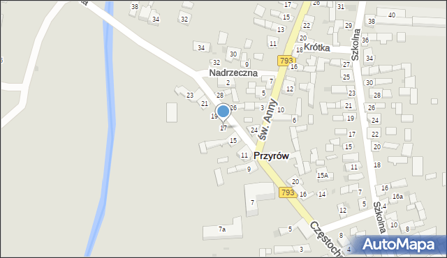 Przyrów, Częstochowska, 17, mapa Przyrów