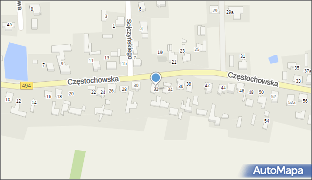 Przystajń, Częstochowska, 32, mapa Przystajń