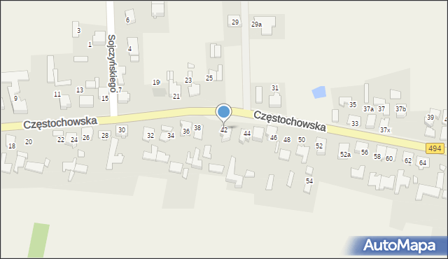 Przystajń, Częstochowska, 42, mapa Przystajń