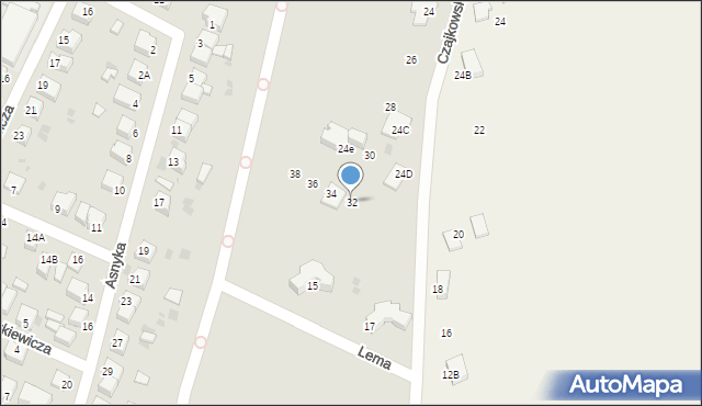 Pszczyna, Czajkowskiego Piotra, 32, mapa Pszczyny