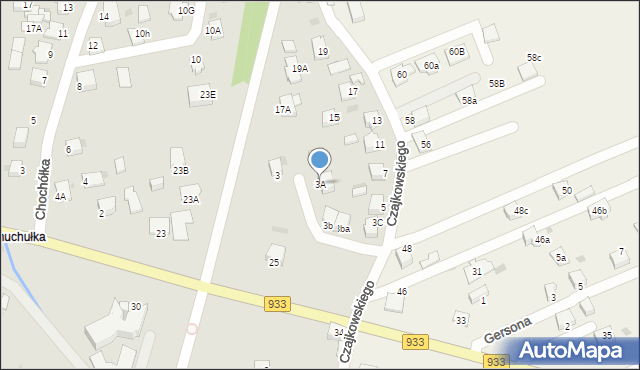 Pszczyna, Czajkowskiego Piotra, 3A, mapa Pszczyny