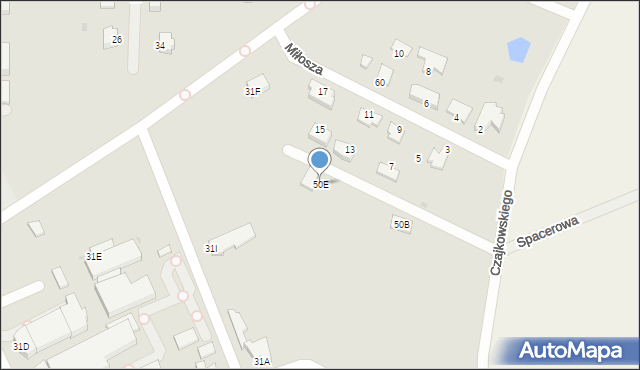 Pszczyna, Czajkowskiego Piotra, 50E, mapa Pszczyny