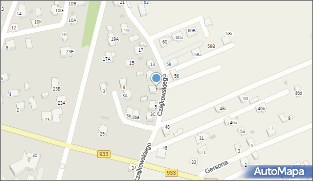 Pszczyna, Czajkowskiego Piotra, 7, mapa Pszczyny