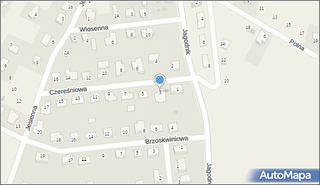Pszenno, Czereśniowa, 3, mapa Pszenno