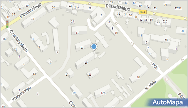 Puławy, Czartoryskich, 15a, mapa Puław