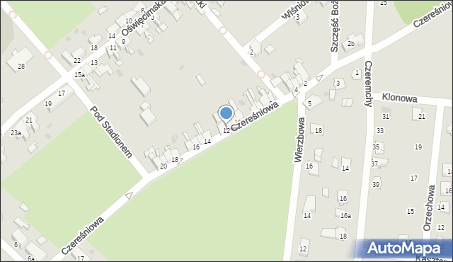 Pyskowice, Czereśniowa, 12, mapa Pyskowice