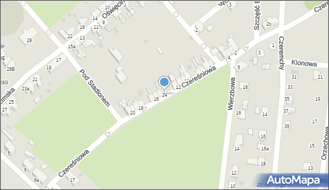 Pyskowice, Czereśniowa, 14, mapa Pyskowice