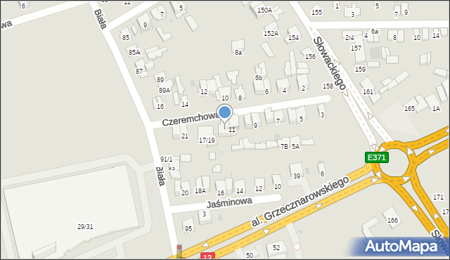 Radom, Czeremchowa, 15, mapa Radomia
