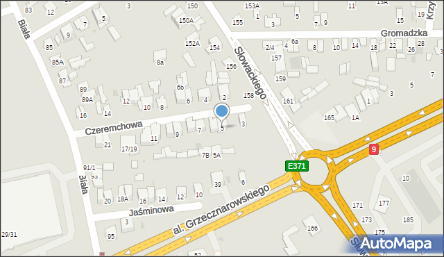 Radom, Czeremchowa, 5, mapa Radomia