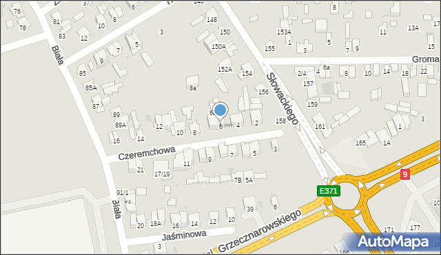 Radom, Czeremchowa, 6, mapa Radomia