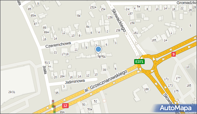 Radom, Czeremchowa, 7B, mapa Radomia