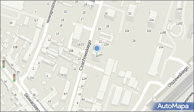 Radom, Czachowskiego Dionizego, płk., 14, mapa Radomia
