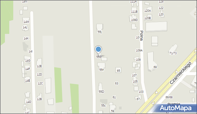 Radom, Czarnieckiego Stefana, hetm., 55G, mapa Radomia