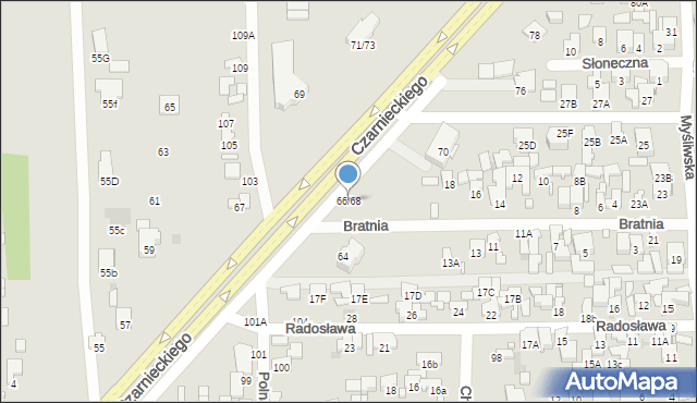 Radom, Czarnieckiego Stefana, hetm., 66/68, mapa Radomia