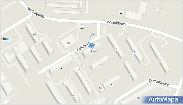 Radom, Czackiego Tadeusza, 1, mapa Radomia