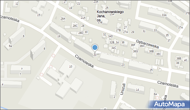 Radom, Czarnoleska, 21, mapa Radomia