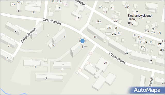 Radom, Czarnoleska, 8, mapa Radomia