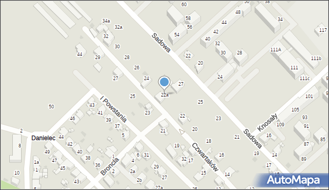 Radzionków, Czwartaków, 22a, mapa Radzionków