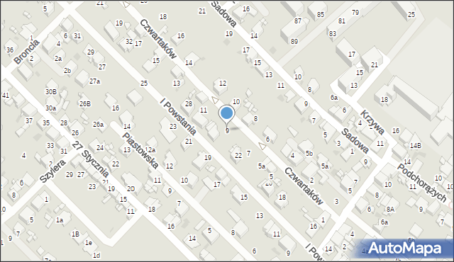 Radzionków, Czwartaków, 9, mapa Radzionków