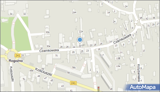 Rogoźno, Czarnkowska, 22, mapa Rogoźno